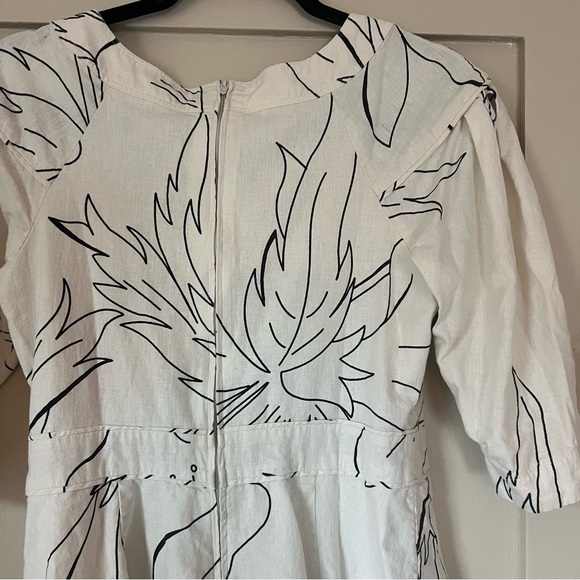 Banana Republic Linen Blend Mini Dress Size 4P Stone Washed Tropical Print - Picture 7 of 8